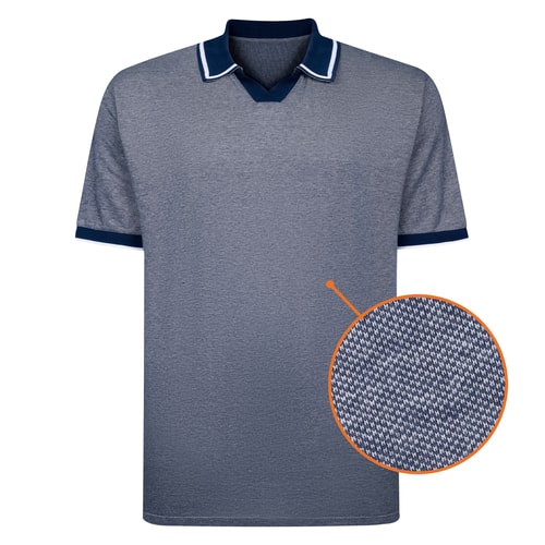 Bigdude Two Tone Tipped Revere Polo Shirt Navy/Light Grey